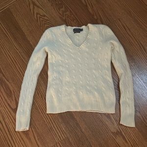 EUC Polo Ralph Lauren cashmere v-neck sweater cream winter white Small S